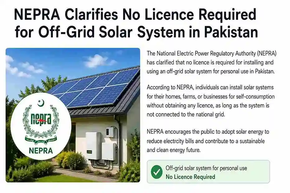 NEPRA Clarifies No License Required for Off-Grid Solar System in Pakistan
